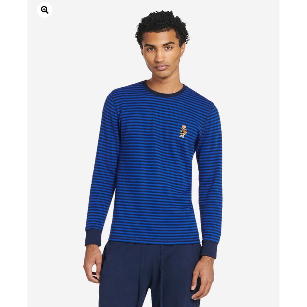 Polo Ralph Lauren Mens Sleepwear Blue Stripe Long Sleeve Thermal Shirt Large NWT